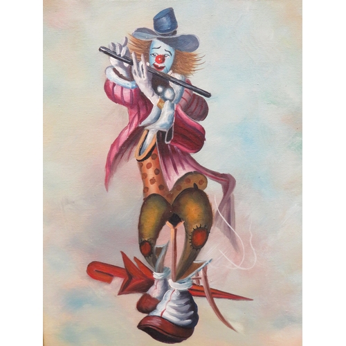 379 - Original Oil on Canvas of a Clown in the style of F Duncan. Housed in Gilt frame it measures 22 x 18... 