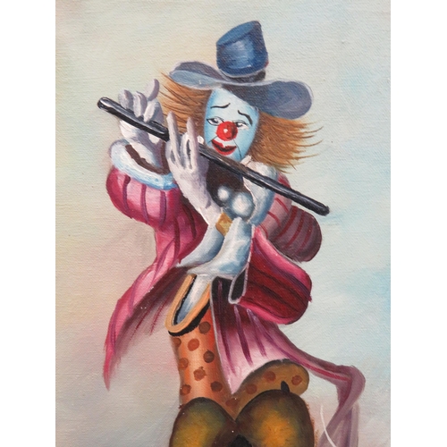 379 - Original Oil on Canvas of a Clown in the style of F Duncan. Housed in Gilt frame it measures 22 x 18... 