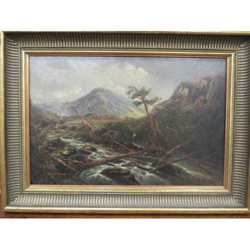 381 - Nicely Painted Oil on Canvas by T M Ash (Thomas Morris Ash  1851-1935 ) of a Storm and Flood (Welsh)... 