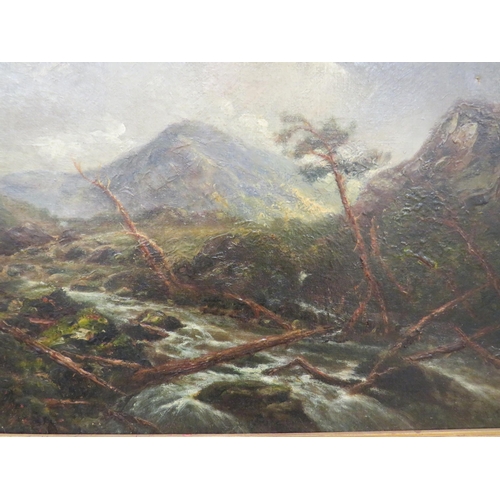 381 - Nicely Painted Oil on Canvas by T M Ash (Thomas Morris Ash  1851-1935 ) of a Storm and Flood (Welsh)... 