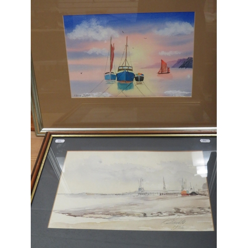 385 - Framed and mounted under glass watercolour 'Golden Moments' by George Dawson plus one other . See ph... 