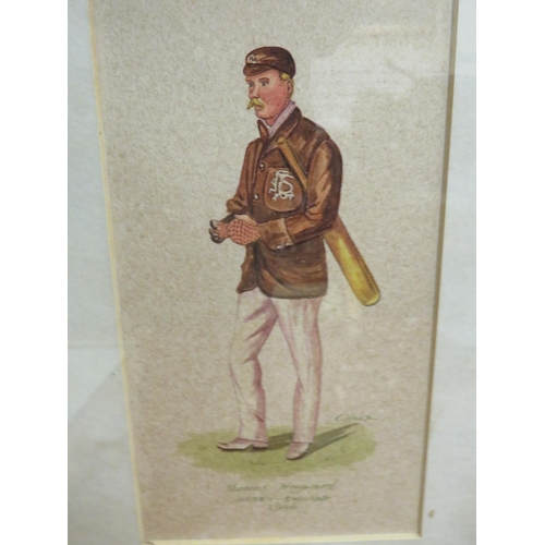 390 - Excellent Early 20th C1906,  Century Caricature Watercolour by C. Hunt of the Cricketer Thomas Heywa... 