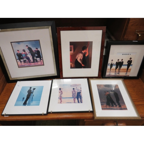 402 - Seven Jack Vettriano framed prints under glass. See photos.