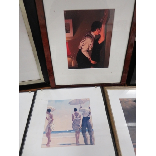 402 - Seven Jack Vettriano framed prints under glass. See photos.