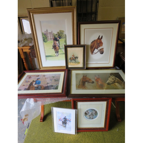 403 - Six Framed and mounted equestrian prints plus on other.  See photos.