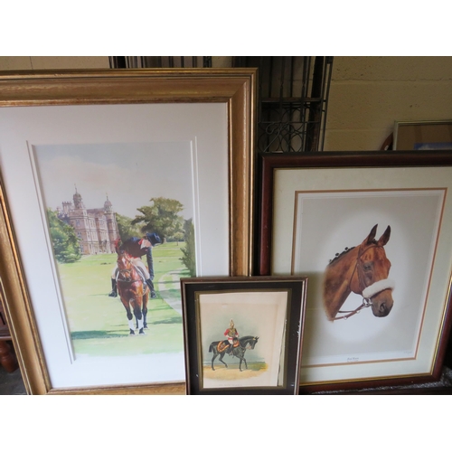 403 - Six Framed and mounted equestrian prints plus on other.  See photos.