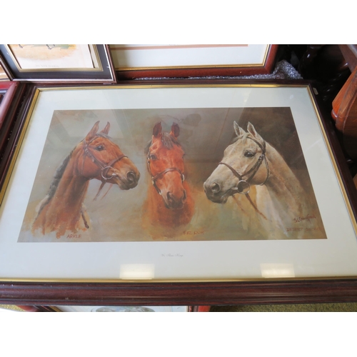 403 - Six Framed and mounted equestrian prints plus on other.  See photos.