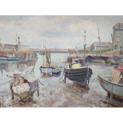 410 - Nicely painted Oil on Board of a Harbour scene which measures 15 x 18 inches.