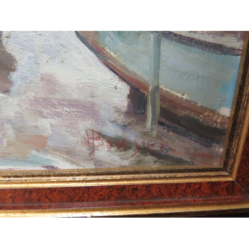 410 - Nicely painted Oil on Board of a Harbour scene which measures 15 x 18 inches.