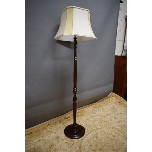 176 - Standard lamp with shade in dark wood. See photos. S2