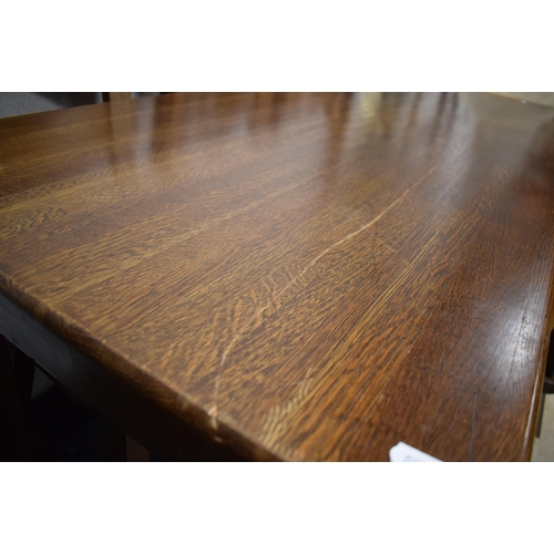 185 - Very Heavy and Solid Oak Dining Table with Six chairs of interesting shape and construction.  See ph... 