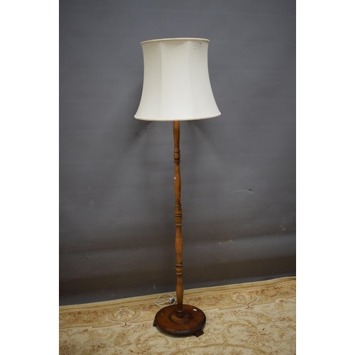 424 - Oak Standard lamp with white shade.  See photos.  S2