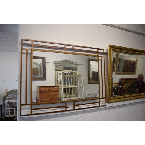 433 - Modern metal framed mirror  which measures approx 38 x 27 inches. See photos.  S2