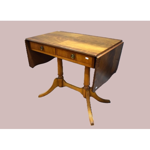 436 - Reproduction pembroke table on twin pedestal legs.   H:29 x W:57 (extended)  x D:20 inches. Approx. ... 