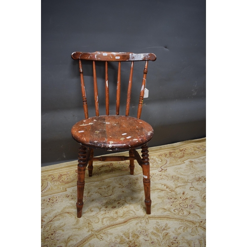 442 - Rustic farmhouse chair with decorative turning to legs.  See photos. S2