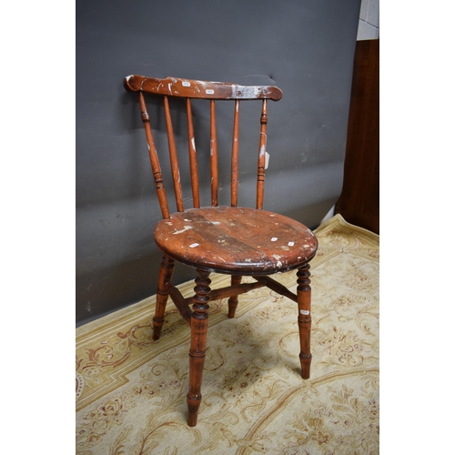 442 - Rustic farmhouse chair with decorative turning to legs.  See photos. S2