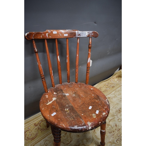 442 - Rustic farmhouse chair with decorative turning to legs.  See photos. S2