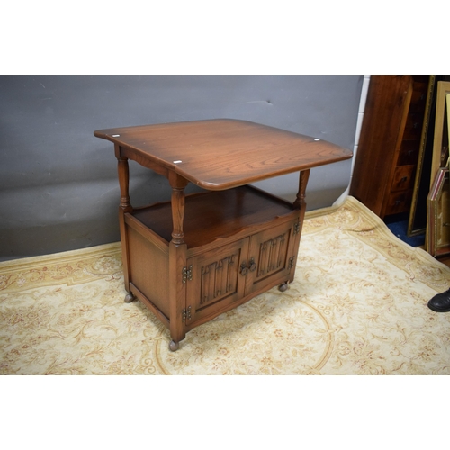 453 - Drop leaf table with handy drawer in the Old charm Style by Mellowcraft. Mounted on castors for easy... 