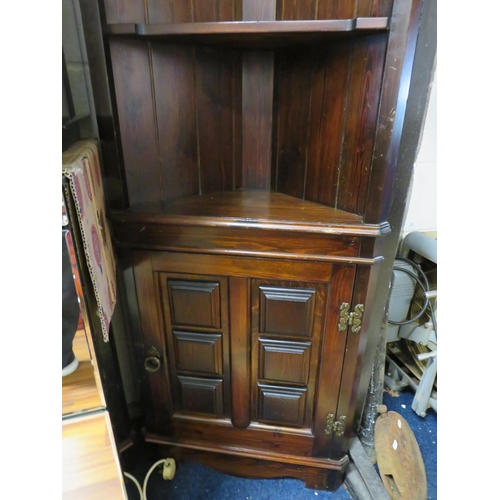 177 - Old charm style dark wood corner cabinet, 69