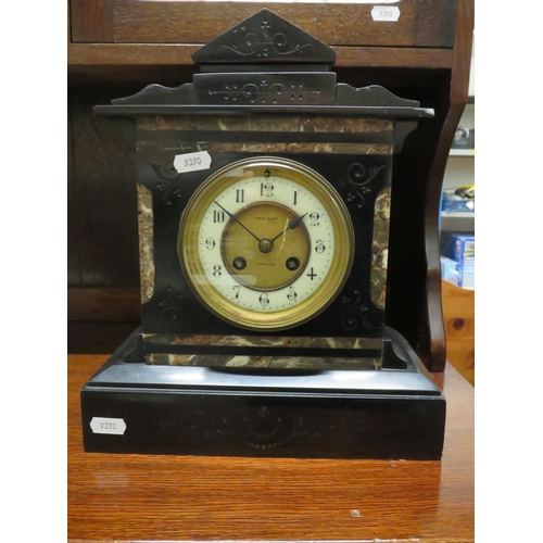 186 - Slate and Marble Reed and Son antique mantle clock, no key so untested.