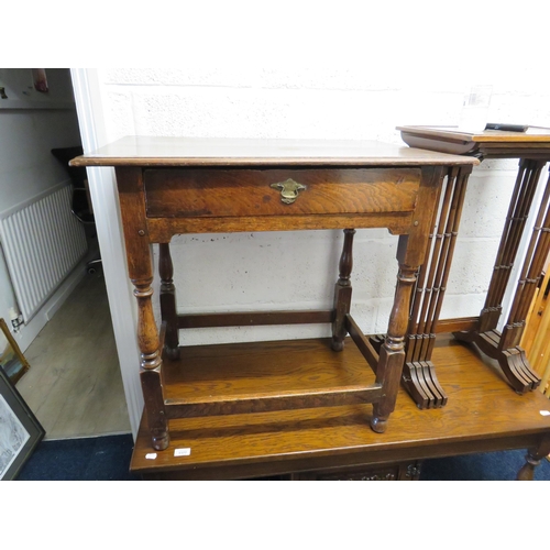 444 - Antique oak table with drawer, 28