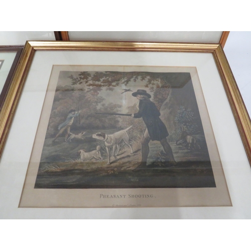 465 - Hand drawn picture of a bird in flight, a water colour of a field scene and 2 framed prints.