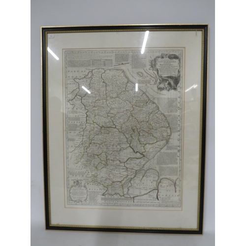 484 - Large Framed vintage style map of Lincolnshire, 37