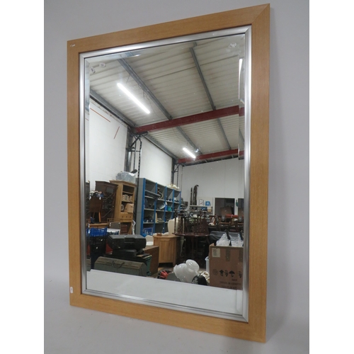 488 - Large wooden framed bevel edge modern mirror 29.5