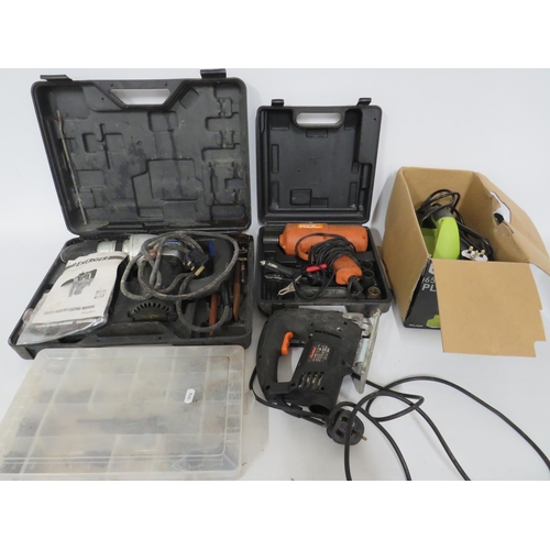 495 - Electric hand tools including a sander, Hammer drill, saw etc.