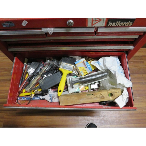 505 - Two tool boxes containing a large socket set, screws etc.