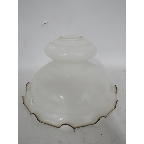 516 - Large opaline milk glass light shade with ruffle edge, 10