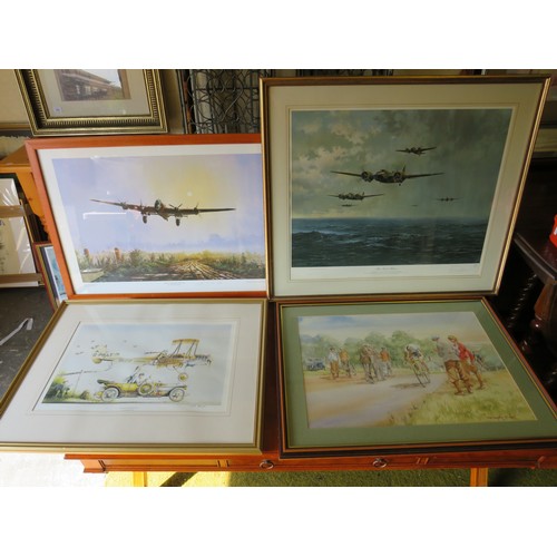 394 - Two ltd Ed WW2 Aircraft prints plus two other prints largest 26 x 30 inches.