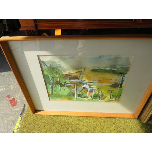 397 - Assorted prints plus two original watercolours. Largest 23 x 21 inches. See photos.