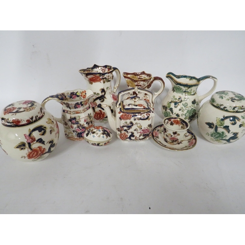 461 - Selection of Masons Ironstone in good condition, Mandalay, Brown Velvet, Chartreause patterns.