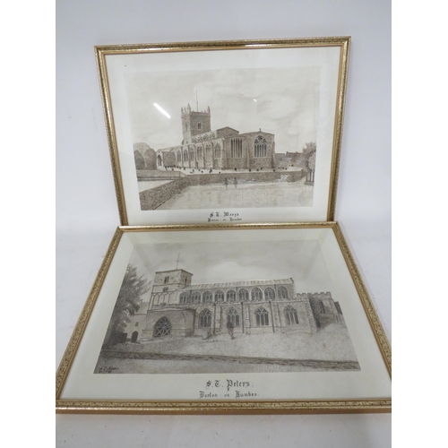 473 - 2 Framed watercolour paintings of St Peters & St Marys churchs in Barton upon Humber signed A D Coop... 