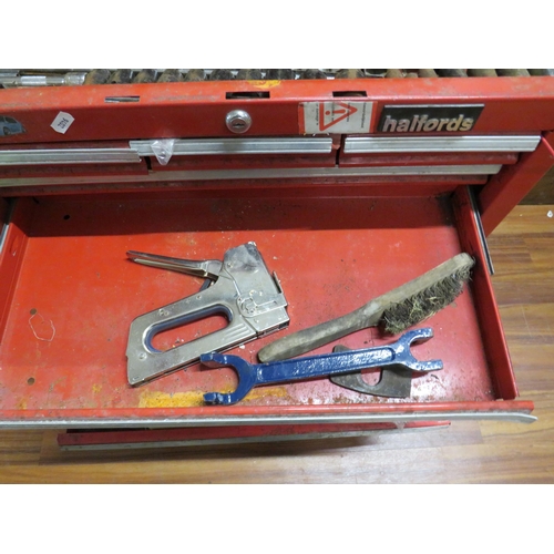 505 - Two tool boxes containing a large socket set, screws etc.