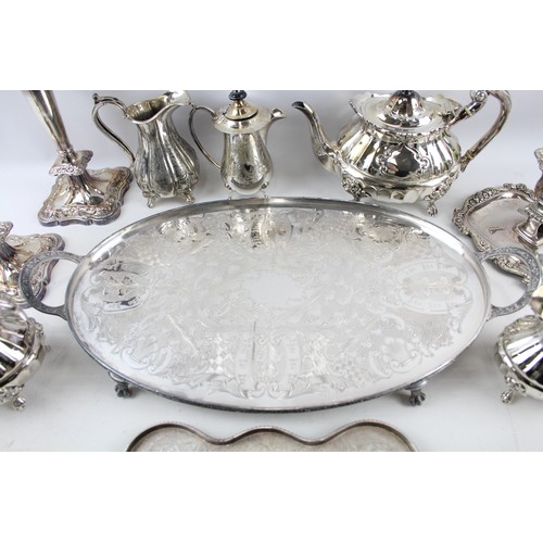 19 - Silver Plate Ware Victorian Style Teapot Candlestick Pairs Entreé Dish x10 7097g     2121964