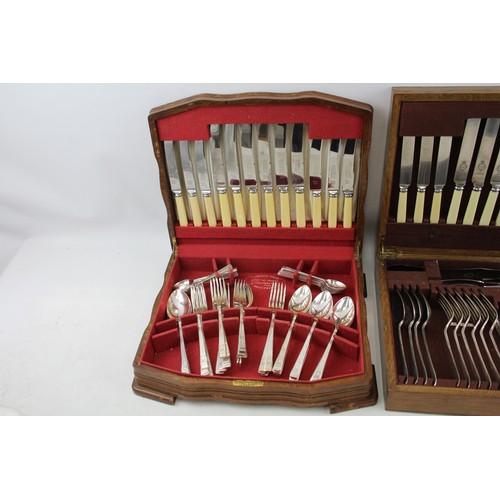 29 - Thomas Turner & Alex Cooper Vintage EPNS Cutlery Sets w/ Wooden Canteens x 2     486581