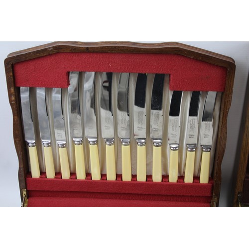 29 - Thomas Turner & Alex Cooper Vintage EPNS Cutlery Sets w/ Wooden Canteens x 2     486581