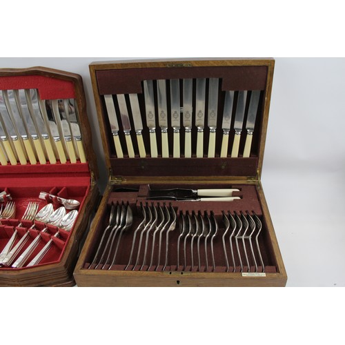 29 - Thomas Turner & Alex Cooper Vintage EPNS Cutlery Sets w/ Wooden Canteens x 2     486581