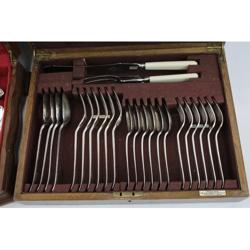 29 - Thomas Turner & Alex Cooper Vintage EPNS Cutlery Sets w/ Wooden Canteens x 2     486581