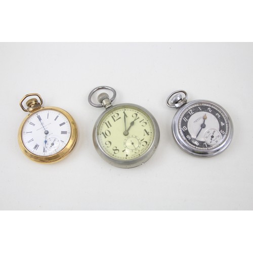 47 - Mens Vintage Open Face Pocket Watches Hand-Wind Ingersoll Working x 3     407203