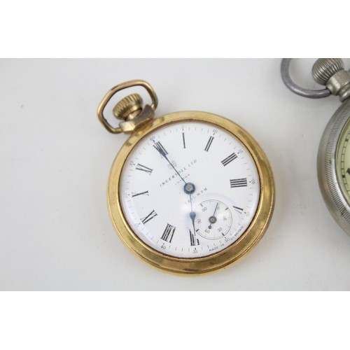 47 - Mens Vintage Open Face Pocket Watches Hand-Wind Ingersoll Working x 3     407203