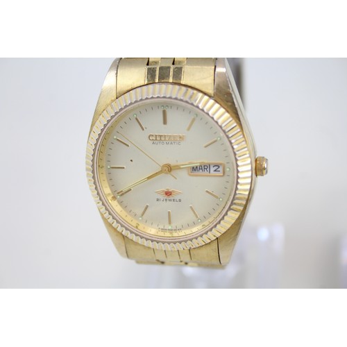 54 - Mens Vintage Gold Tone Wristwatch Hand-Wind /Automatic Inc. Citizen x 3     407210