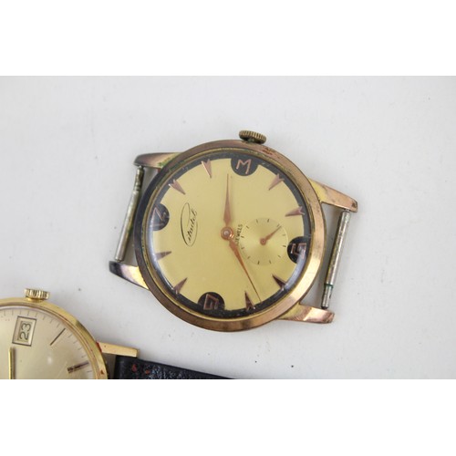 55 - Mens Vintage Gold Tone Wristwatch Hand-Wind Inc. Rotary x 3     407202