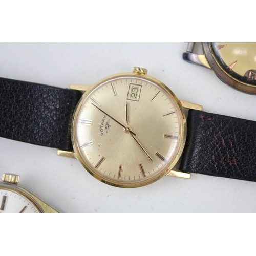 55 - Mens Vintage Gold Tone Wristwatch Hand-Wind Inc. Rotary x 3     407202