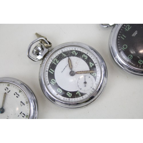 56 - Mens Vintage Open Face Pocket Watches Hand-Wind Smiths & Ingersoll Working x 3     407205