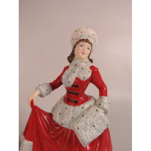 1 - Coalport Figurine Alice and Royal Doulton Pretty Ladies Figurine Winter. The tallest stands 8.5