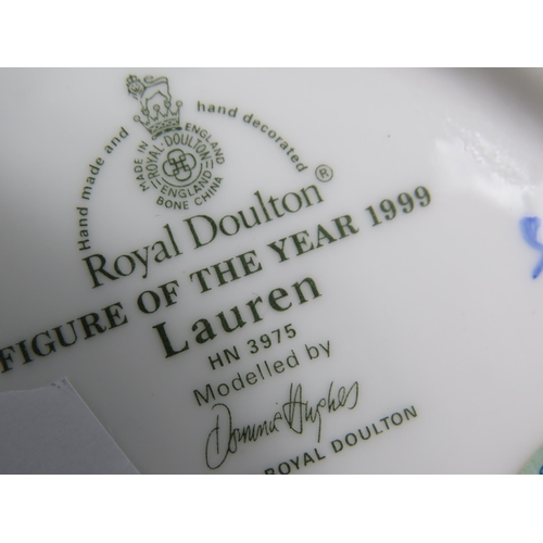 26 - 3 Royal Doulton Figures of the Year 1999 Lauren HN3975, 1995 Deborah HN3644 & Emma HN3714. Tallest s... 