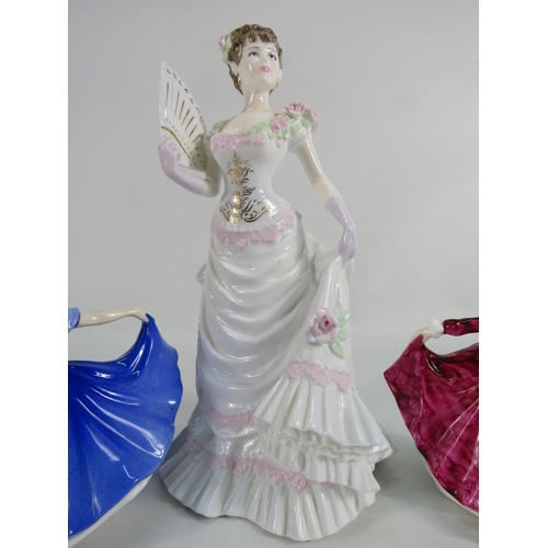 36 - Coalport Femmes fatales figurine Lillie Langtry plus Two Royal Doulton Miniature figures Kirsty and ... 